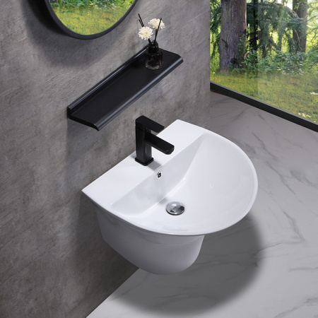 Раковина из санфаянса CeramaLux NB165 57х50 подвесная цвет белый 1 отверстие под смеситель