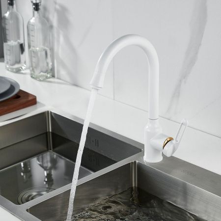 Смеситель для кухни Raffine F103C на мойку белый