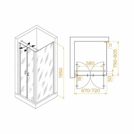 Душевой уголок RGW Passage 060814478-011 80х70 стекло прозрачное профиль хром без поддона