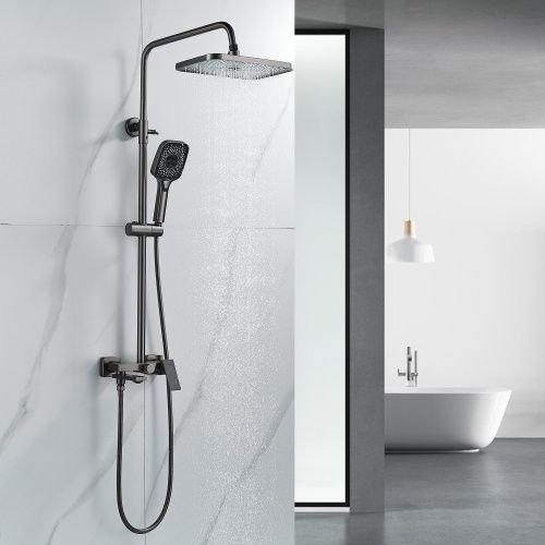 Душевая стойка Shevanik S9636T настенная цвет оружейная сталь - фото 4