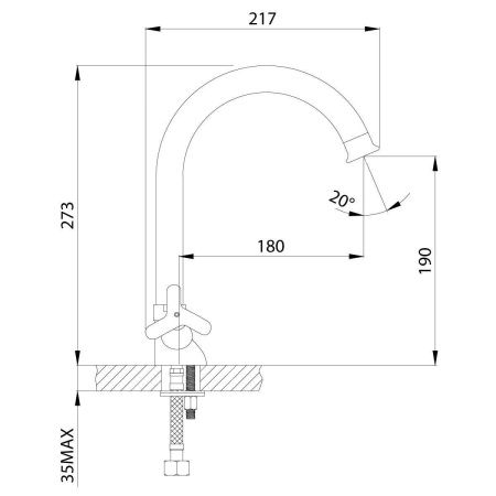 Смеситель для кухни Rossinka RS40 RS40-72 на мойку хром