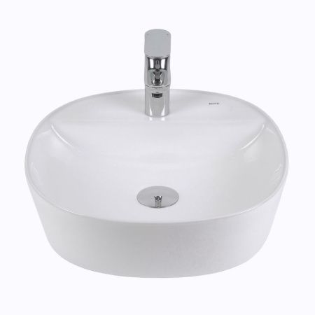 Раковина из сантехнического фарфора Bond Oval S01-410 40х40 накладная цвет белый 1 отверстие под смеситель