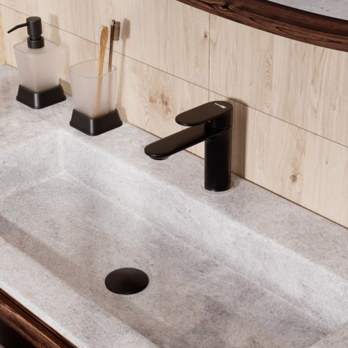 Смеситель WasserKRAFT Elbe 7400 7403 на раковину черный - фото 2