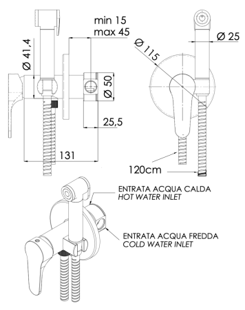 Гигиенический душ со смесителем Mariani B00185SFW хром
