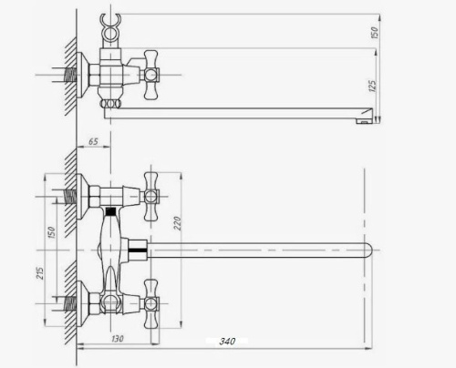 Смеситель для ванны D-Lin D146819-F настенный хром - фото 2