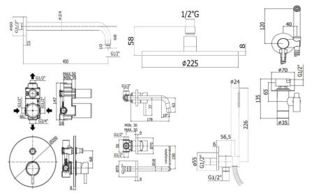 Душевая система Paffoni Light KITZLIG015HG006 встраиваемая в стену цвет золото