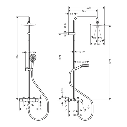 Душевая стойка Hansgrohe Vernis Blend 26079000 настенная цвет хром с термостатом - фото 2