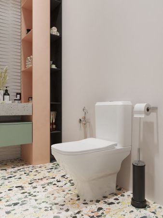 Унитаз-компакт напольный с бачком Santek Лайн 1WH501573 белый с сиденьем микролифт безободковый каскадный смыв