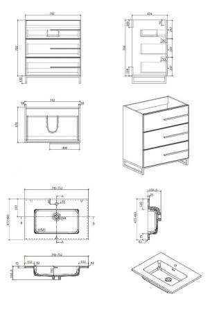 Тумба с раковиной Parly Bella Bella-T75 70х50 подвесная цвет белый