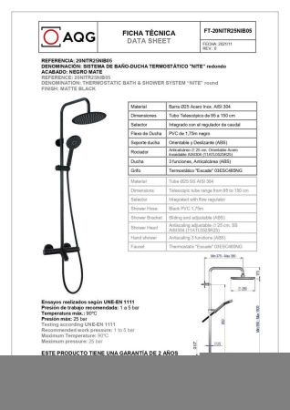 Душевая стойка AQG 20NITR25NIB05 настенная цвет черный