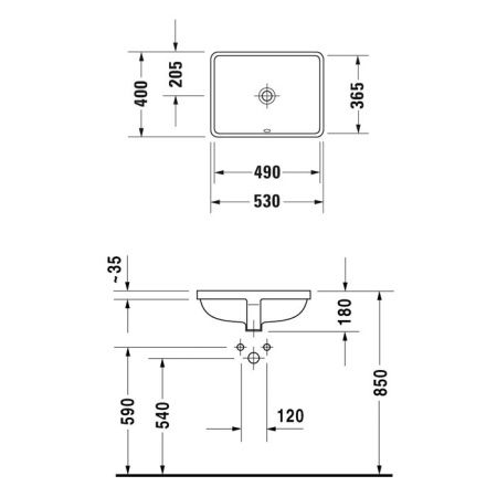 Раковина керамическая Duravit Starck 3 3054900001 50 см встраиваемая цвет белый без отверстий под смеситель