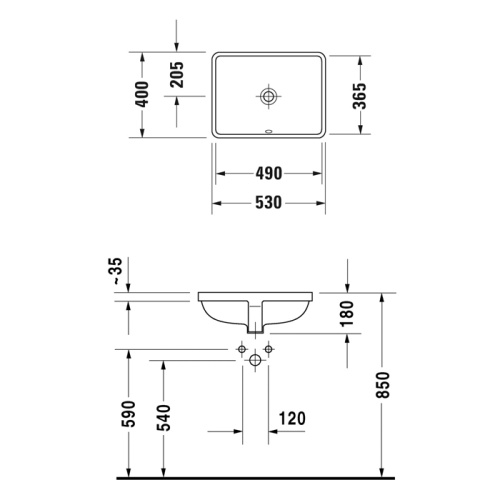 Раковина Duravit Starck 3 49 см 3054900001 встраиваемая цвет белый - фото 2