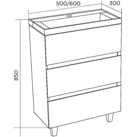 Тумба с раковиной 1MarKa Bumble У88747 50х30 напольная цвет белый
