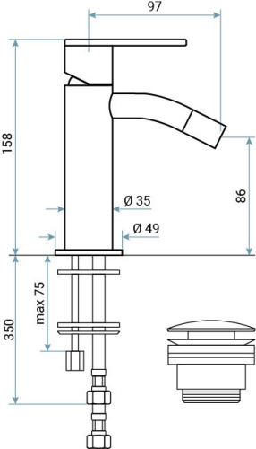 Смеситель Emmevi Filobrass 85004ZI/NEO на биде черный матовый - фото 2 Смеситель Emmevi Filobrass 85004ZI/NEO на биде черный матовый - фото 2