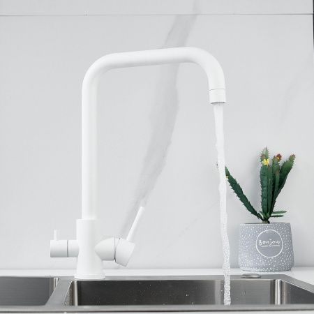 Смеситель для кухни Raffine F118C на мойку белый