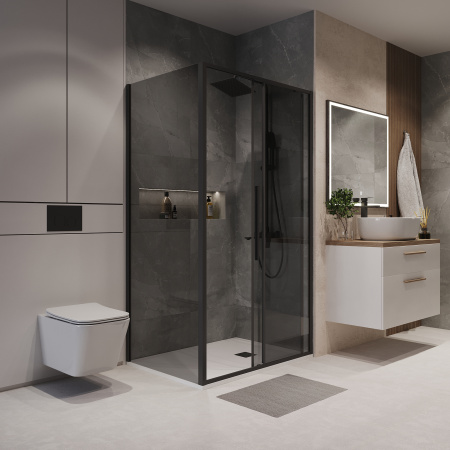 Боковая стенка Niagara Nova NG-TB90-34 90х195 стекло тонированное профиль черный матовый