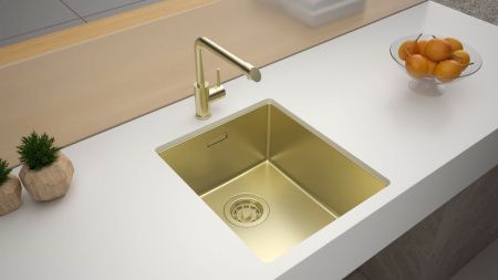 Кухонная мойка Paulmark LASSAN 38 UNI LA38-LG 40х35 цвет золото поверхность брашированная