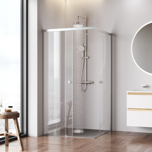 Душевой уголок Am.Pm X-joy W94G-403-100100-MТ1К 99х99 стекло прозрачное профиль хром матовый без поддона - фото 3