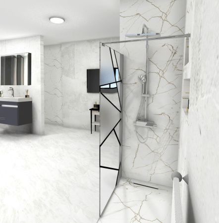 Душевая перегородка Cerutti SPA PICK T90 90х190 стекло прозрачное/матовое профиль хром