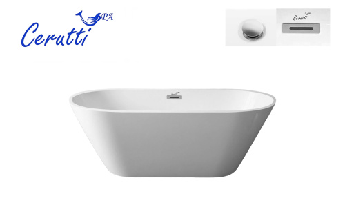Ванна акриловая Cerutti SPA CT7390 170х75 отдельностоящая овальная - фото 3