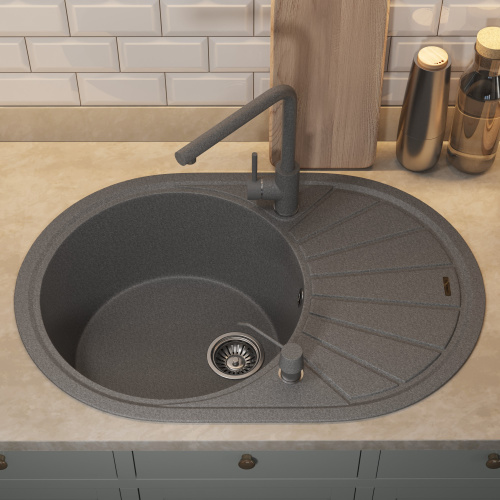 Кухонная мойка Uperwood Quartz Premium UPD-02 3910202106 76x51 цвет серый матовый - фото 4