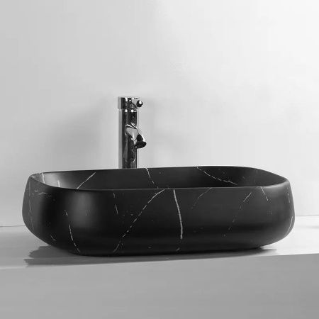 Раковина из сантехнического фарфора Cerutti SPA CR0086 MMB1 50х40 накладная цвет черный без отверстий под смеситель