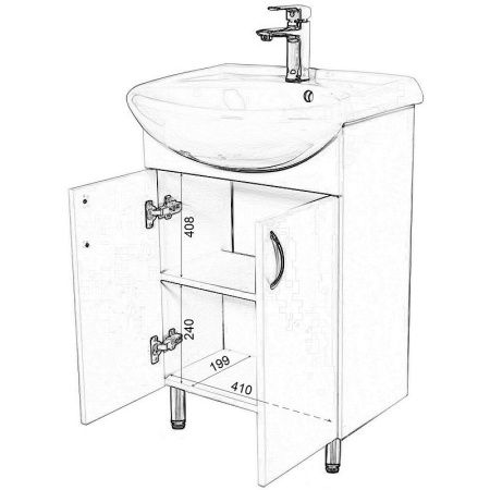 Тумба с раковиной Orange Лайт LA-50TUW+RA 50х40 напольная цвет белый