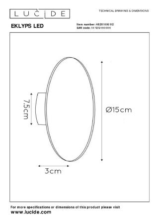 Светильник настенный Lucide Eklyps Led (Еклыпс Лед) 46201/06/02