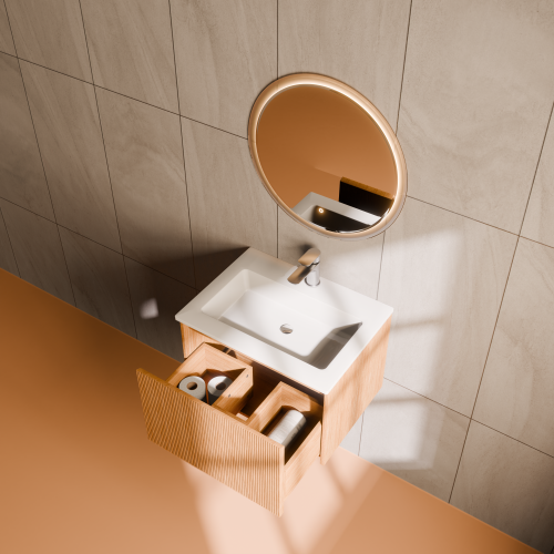 Тумба с раковиной ArtDecco Elizabeth (Элизабет) AEL06W11S100 60x45x40 подвесная цвет белый дуб - фото 3