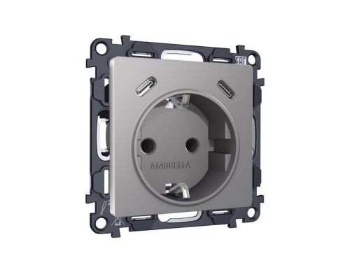 Комплект механизма электрической розетки 2USB С+C 20W с/з на винтовых зажимах 16A-250V Ambrella Volt MA MA510510 - фото 3