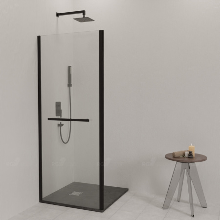 Боковая стенка RGW 352206108-14 80х185 стекло прозрачное профиль черный