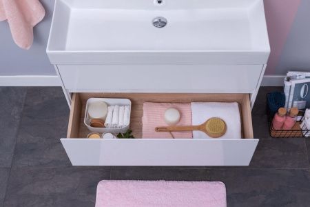 Тумба с раковиной Aquanet Бруклин 00212599 100х40 подвесная цвет белый