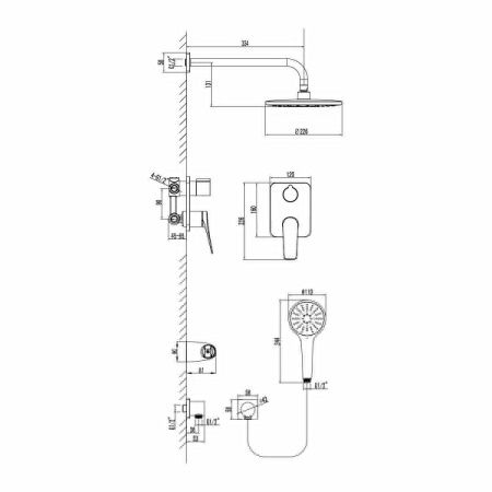 Душевая система LeMark Bronx LM3729BL встраиваемая в стену цвет черный