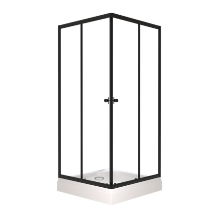 Душевой уголок Тритон Вента Щ0000054463 100х100 стекло прозрачное профиль черный с поддоном