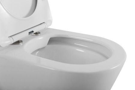 Унитаз приставной BelBagno FLAY-R BB1003CBR/SC белый с сиденьем микролифт безободковый каскадный смыв