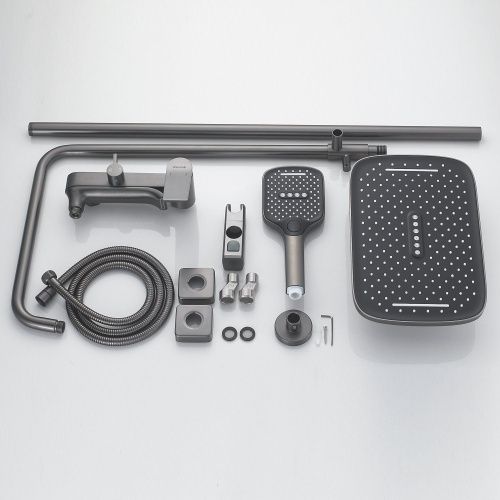 Душевая стойка Shevanik S4136T настенная цвет оружейная сталь - фото 4