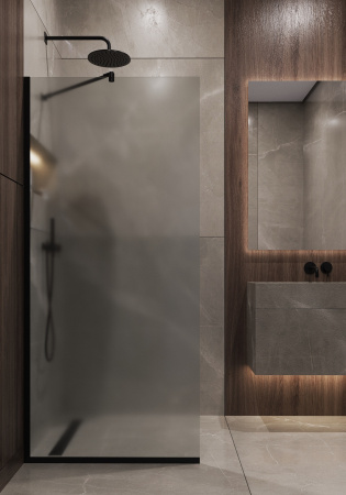 Душевая перегородка Timo T08 89х195 стекло матовое профиль черный