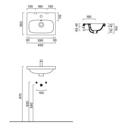 Раковина керамическая Catalano Alvea 620450001 50 см подвесная цвет белый без отверстий под смеситель