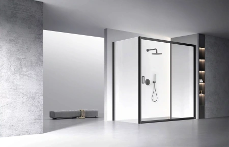 Душевой уголок Veconi Rovigo RV060B-170110-01-C5 170х110 стекло прозрачное профиль черный без поддона