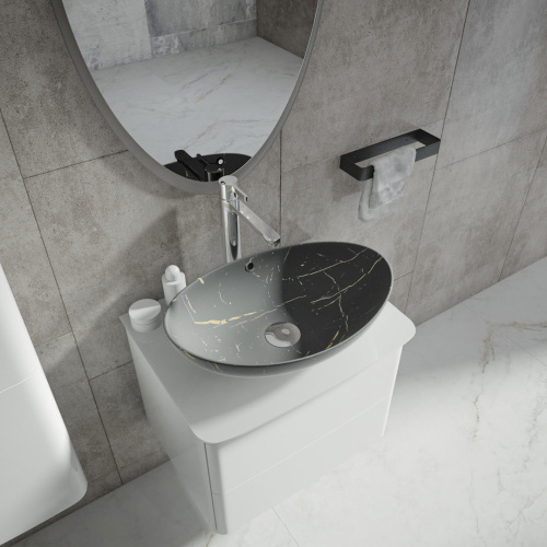 Раковина из сантехнического фарфора Teymi Lori T50487 59х39 накладная цвет серый без отверстий под смеситель - фото 5