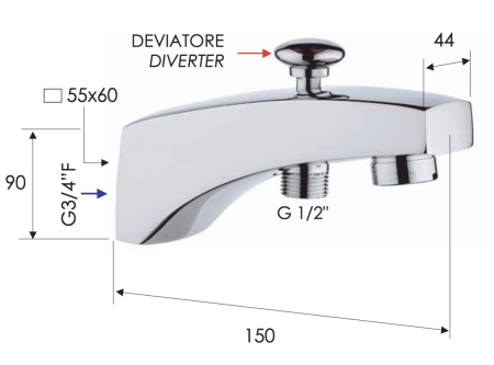 Излив Remer 91D настенный хром