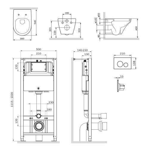 Комплект унитаз с инсталляцией с клавишей смыва Am.Pm Inspire IS49001.501700 - фото 3