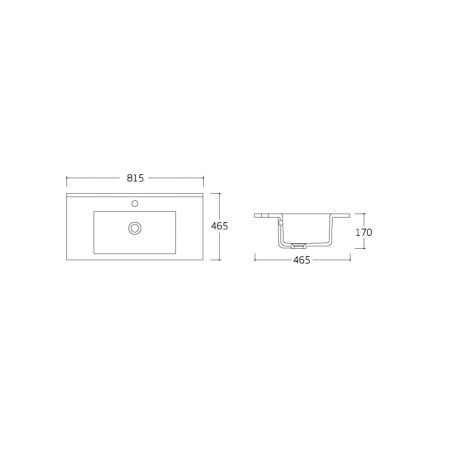 Раковина из сантехнического фарфора Vincea VBS-13980 80х50 встраиваемая цвет белый 1 отверстие под смеситель