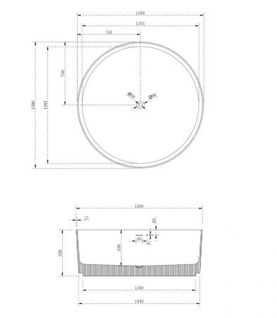 Ванна из искусственного камня Abber Stein AS9679Blau 150х150 отдельностоящая круглая с каркасом