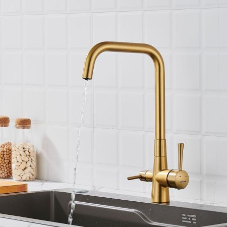 Смеситель для кухни Shevanik S528G на мойку золото