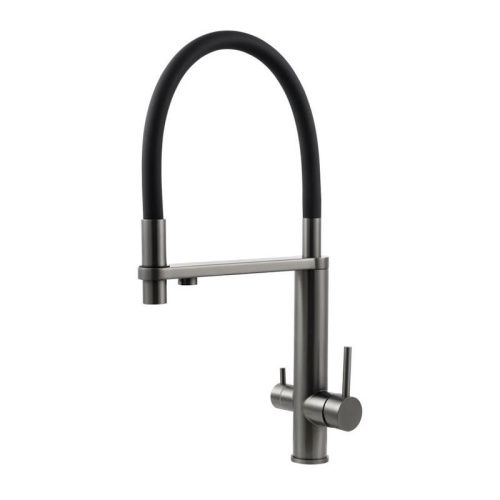 Смеситель для кухни Knotlor Infinity SS-15/GM на мойку вороненая сталь - фото 2