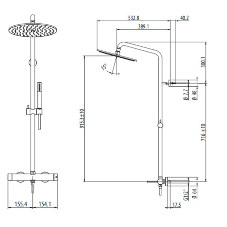 Душевая стойка Gattoni CIRCLE TWO 9195/PDC0 настенная хром