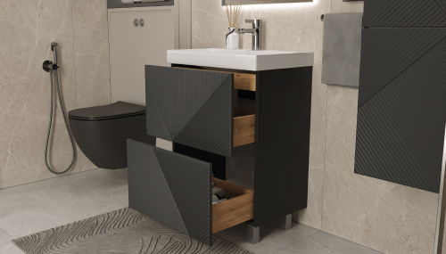 Тумба под раковину Velvex EDGE tn.EDG.9696.60.2Y графит 60х39х80 напольная цвет графит - фото 3