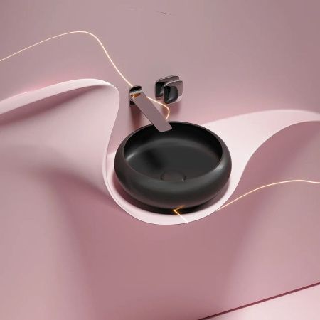 Раковина из сантехнического фарфора Ceramica Nova ELEMENT CN6050MB 40х40 накладная цвет черный без отверстий под смеситель