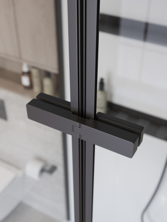 Душевая кабина BelBagno UNO UNO-CAB-A-1-90-C-NERO-Bi-TOP-L 90х90 квадратная с крышей ориентация левая